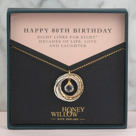 80th Birthday Gift | 80th Birthday Birthstone Necklace | 8 rings for 8  decades | 80th birthday gifts, Birthday necklaces, 80th birthday