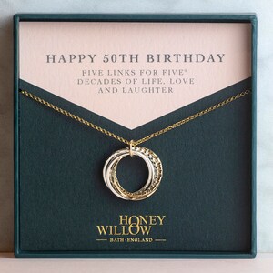 50th Birthday Necklace - The Original 5 Links for 5 Decades Necklace - Mixed Metal