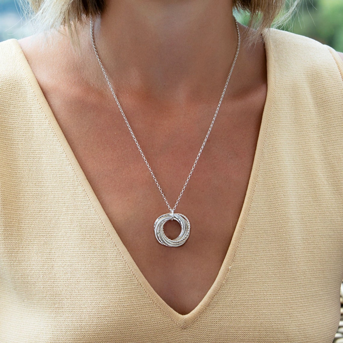 60th Birthday Necklace Silver 6 Rings Necklace 60th  Etsy