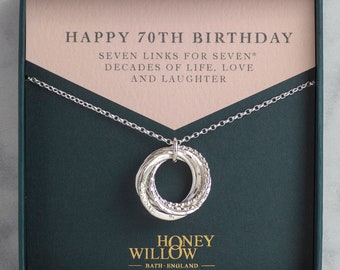 Personalised 70th Birthday Necklace - The Original 7 Links for 7 Decades Necklace - Silver