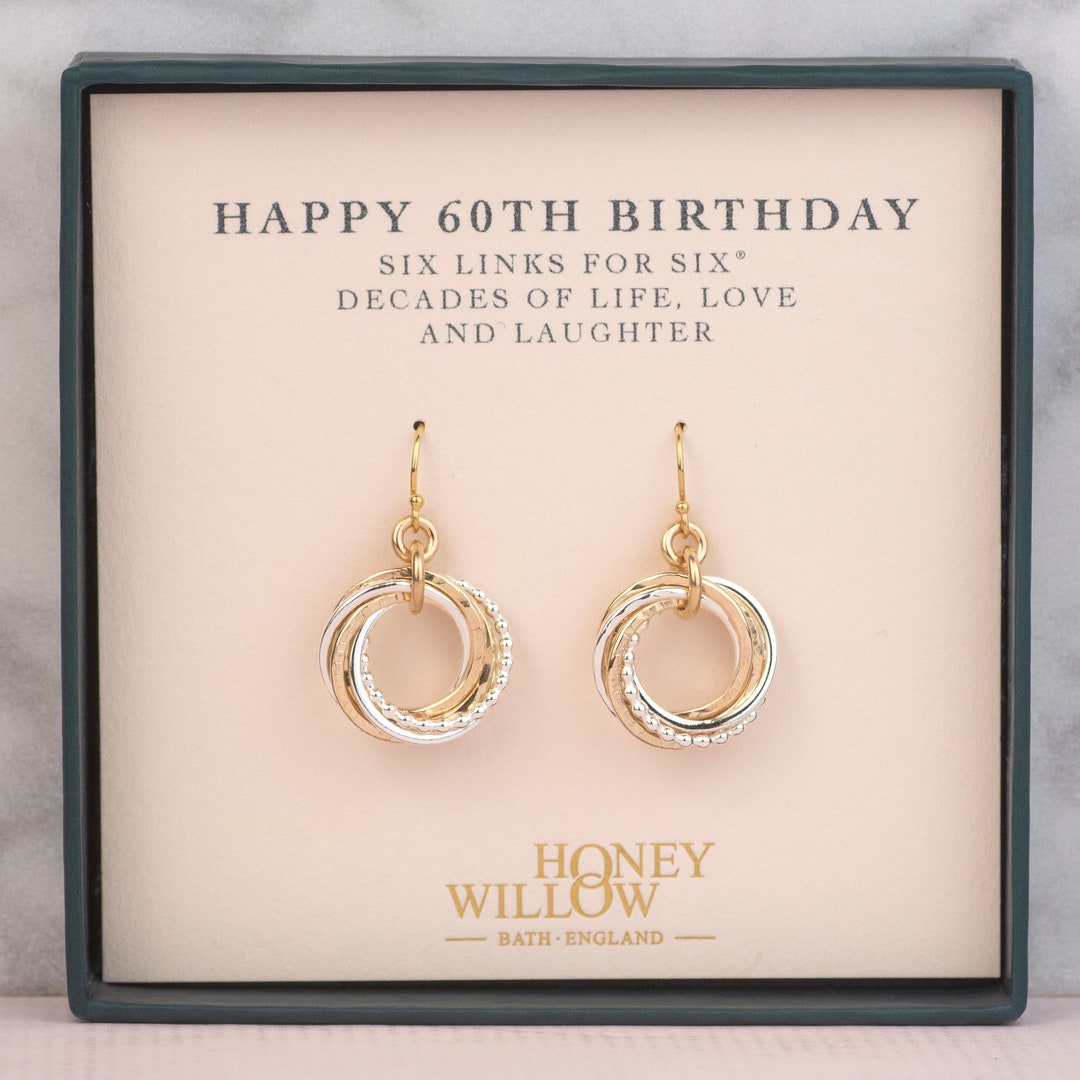 60th Birthday Earrings, 60th Gift for Her, the Original 6 Decades