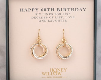 60th Birthday Earrings, 60th gift for her, The Original 6 Decades Earrings
