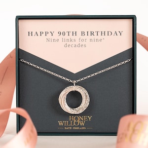 90th Birthday Necklace - Silver - 90th Birthday Gift - The Original 9 Links for 9 Decades Necklace