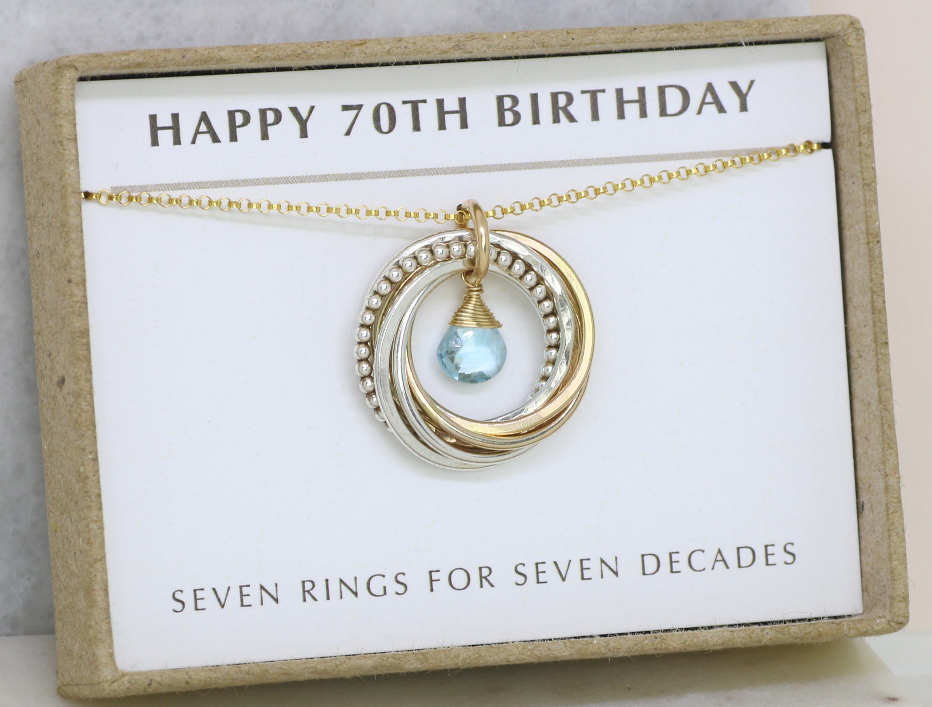 70th Birthday Necklace with Birthstone Gift for 70th  Etsy