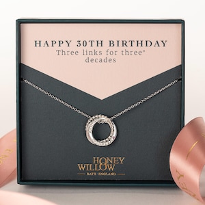 Personalised 30th Birthday Gift - The Original 3 Links for 3  Decades Necklace - Petite Silver