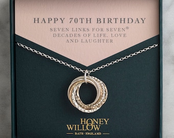 Personalised 70th Birthday Necklace - The Original 7 Links for 7 Decades Necklace - Mixed Metal