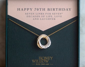 70th Birthday Necklace - The Original 7 Links for  7 Decades Necklace - Petite Mixed Metal