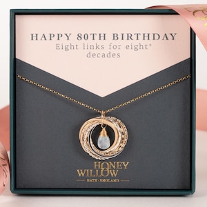 80th Birthday Birthstone Necklace - Gift for 80 Year Old - 80th Birthday Jewellery