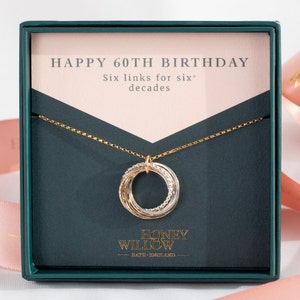 60th Birthday Necklace - Silver & Gold - 60th Birthday Gift - The Original 6 Links for 6 Decades Necklace