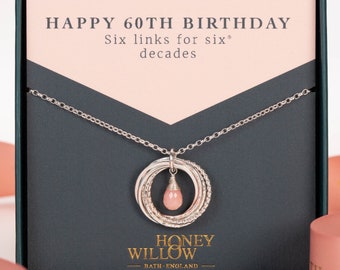 60th Birthday Birthstone Necklace Silver 60th Birthday Gift