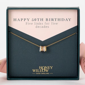 50th Birthday Gift - Silver - Gold - Rose Gold - 50th Birthday Necklace