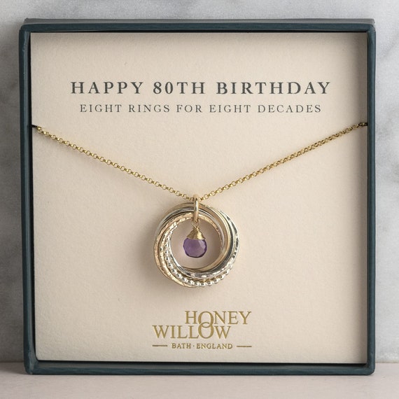 80th Birthday Necklace with Birthstone