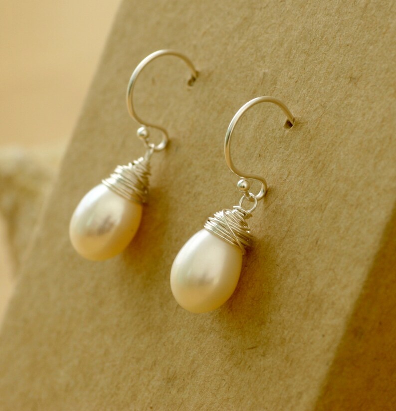 Pearl drop earrings, freshwater pearl earring, pearl teardrop earrings, June birthstone jewelry Sophie image 2