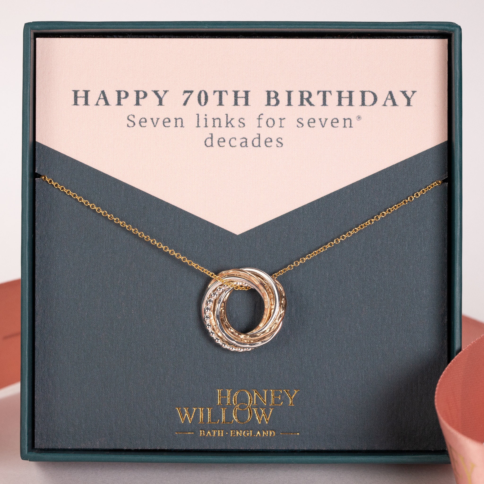 70th Birthday Necklace - Petite Silver & Gold - 70th