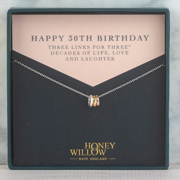 30th Birthday Gift, Three Decades Necklace, 30th Birthday Necklace, Tiny Links