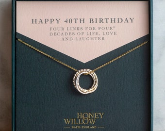40th Birthday Necklace - The Original 4 Links for 4 Decades Necklace - Petite Mixed Metal