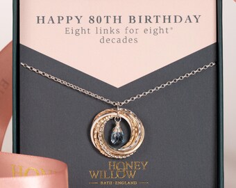 Honey Willow 80th Birthday Ring Necklace 80th Birthday Jewellery - Main Image
