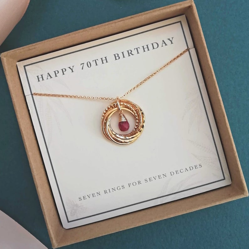 70th Birthday Necklace 70th Milestone Birthday Present 70th Birthday Gift for Her