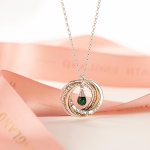 Personalised 80th Birthday Birthstone Necklace - Silver & Gold - The Original 8 Links for 8 Decades Necklace