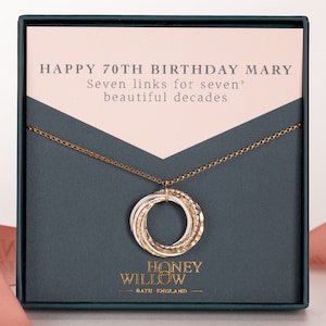 70th Birthday Necklace - Silver & Gold - The Original 7 Links for 7 Decades Necklace - 70th Birthday Gift