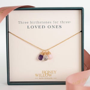Family Birthstone Necklace - Three Birthstones for Three Loved Ones