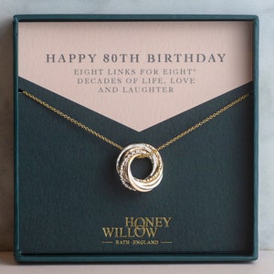 80th Birthday Necklace - The Original 8 Links for 8 Decades Necklace - Petite Mixed Metal