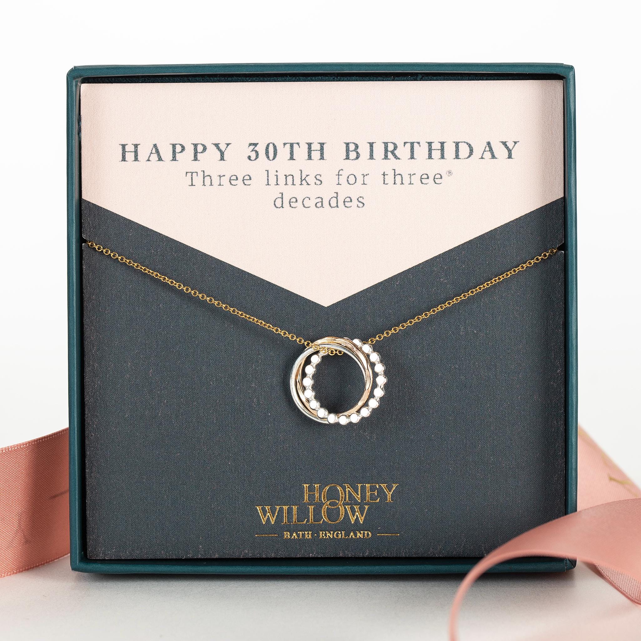 30th Birthday Necklace - Petite Silver & Gold - 30th Birthday Gift - The Original 3 Links for 3 Decades Necklace