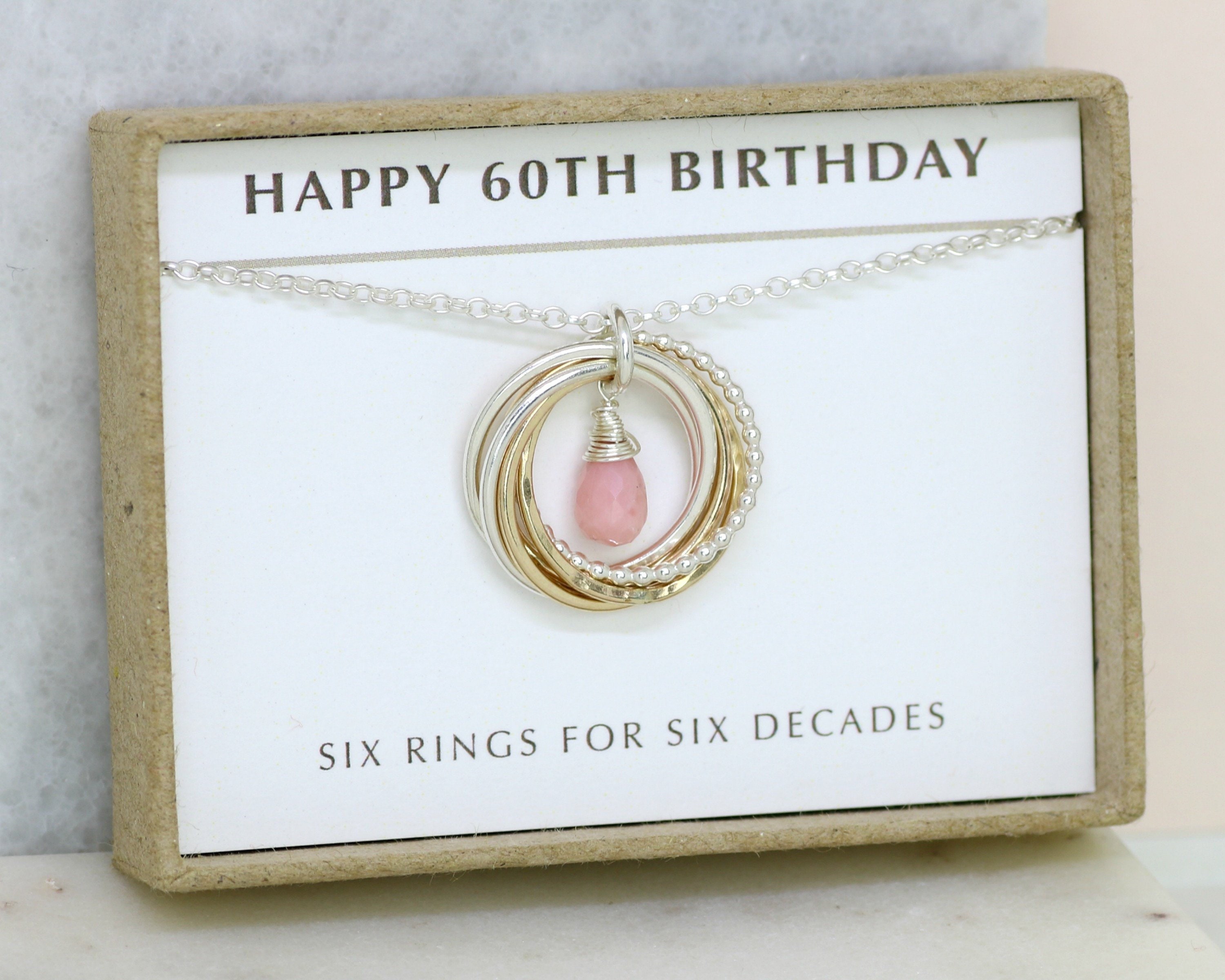 60th Birthday Necklace with Birthstone 60th Birthday Jewelry  Etsy