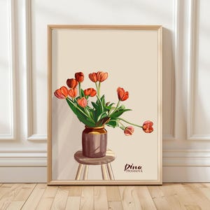 Ramo de tulipanes imprimible: elegante jarrón de flores para pared / Póster floral brillante con la frase "Es hora de elegirte" / Descarga digital