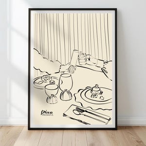 Impresión artística de cóctel femenino, ilustración de manos de mujer de una sola línea, elegante póster de bar, ilustración de comida y bebida, descarga digital