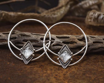 The Venom Hoops  // Sterling Silver with REAL Python Shed