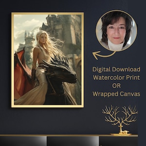 Custom Portrait House of Dragon Fandom Art from Your Photo, Digital Download, Watercolor or Canvas Print (framed on request)