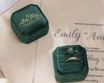 Op maat gemaakte fluwelen ringdoos | Trouwringdoos | Dubbele sleuf| Drievoudige sleuf | Moderne ringendoos| Voorstelringdrager | Vierkante ringdoos|Kerstcadeau