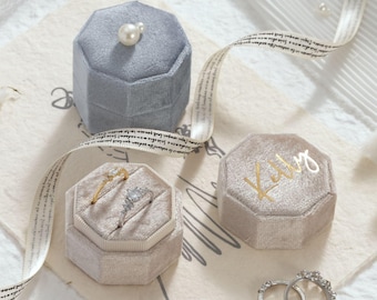 Personalised Velvet Wedding Ring Box, 6 Colours Engagement Ring Box, Wedding Ring Holder , Wedding Ring Box, Bridal Gifts, Ring Box, for Her