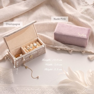 Joyero de viaje personalizado con cierre de botón, joyero de terciopelo personalizado, regalo de Eid, regalo para la mejor mamá, regalo para dama de honor, regalo de San Valentín.