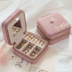 Personalized Jewelry Box, Bridesmaid Gift, Wedding Favors, Custom Jewelry Box, Travel Jewellery Case, Birthday,Gift for Her,Mothers Day Gift