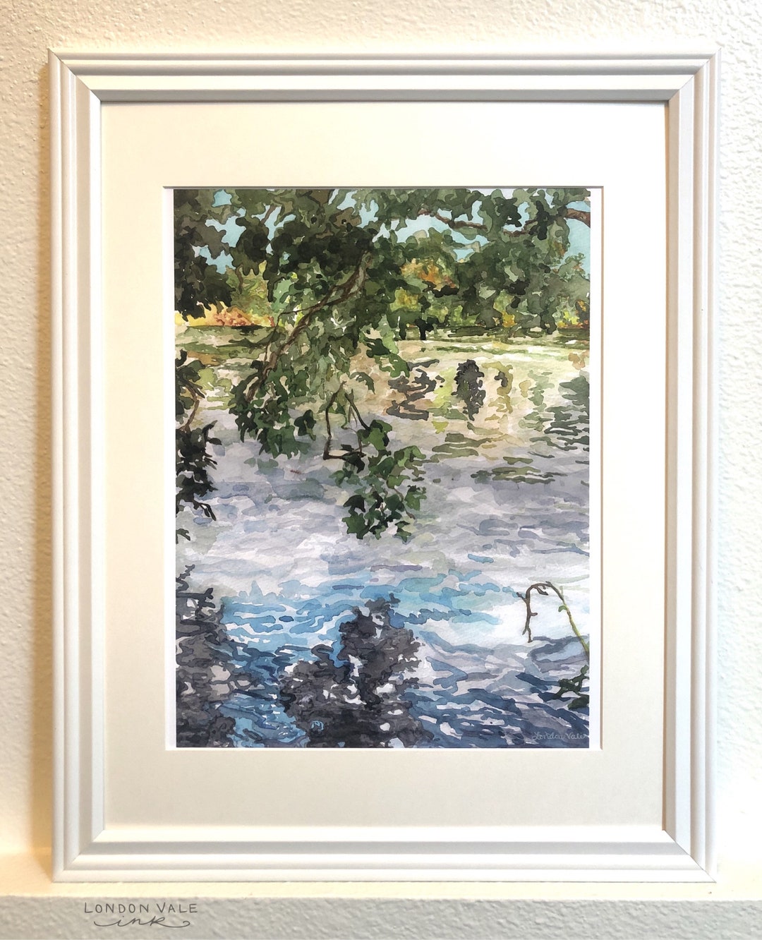Watercolor Lake Landscape Print - Etsy