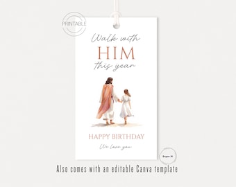 Printable Walk With Him Birthday Tags Light Skin | Walk With Me Youth Theme 2026