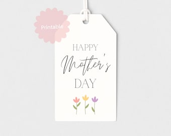 Printable Mothers Day Tags / Happy Mothers Day 3 Flowers Tag (PDF, PNG)