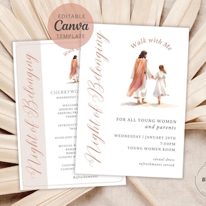 Uitnodiging jongevrouwen-jeugdbijeenkomst en bewerkbare programmasjablonen | Walk With Me LDS-jeugdthema 2026
