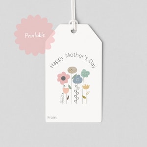 Afdrukbare Moederdag-tags / Happy Mothers Day Whimsical Flowers-tag