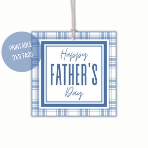 Etiquette fête des pères/étiquettes imprimables Happy Fathers Day à imprimer Plaid bleu