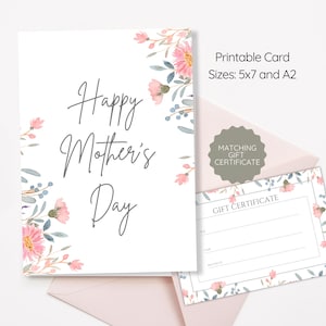 Printable Happy Mothers Day Card with matching coupon
