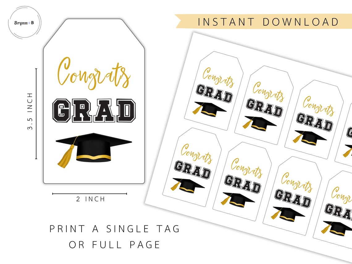 Printable Congrats Grad Gift Tags | Graduation Party Favor Tag - Etsy