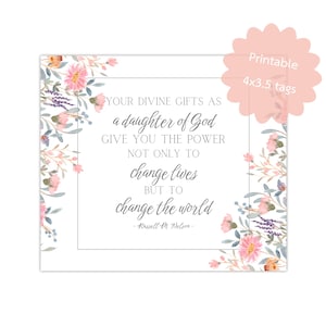 Tarjeta imprimible con cita de la Hija de Dios/Folleto de las Mujeres Jóvenes y la Sociedad de Socorro SUD