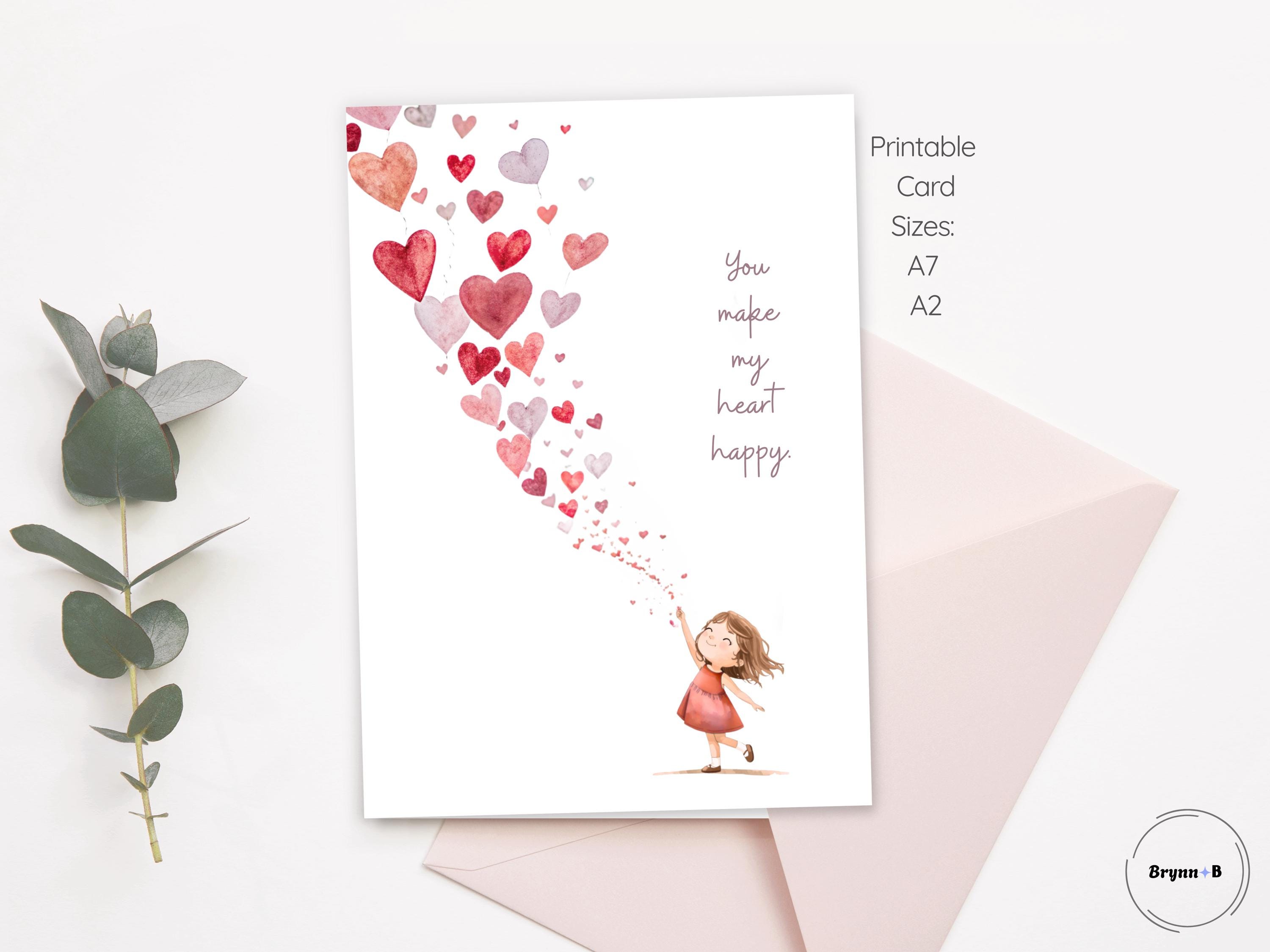 Printable Greeting Card You Make My Heart Happy / Card for Friend or ...