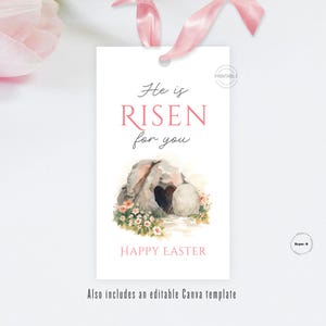 Printable Religious Easter Tags He is Risen For You Heart Tomb | LDS Young Women Gift or Treat Tags
