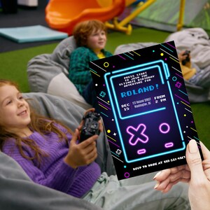 Go 'Press Start' on your Gaming Birthday Invitation Template - Editable Canva Design for Kids Party