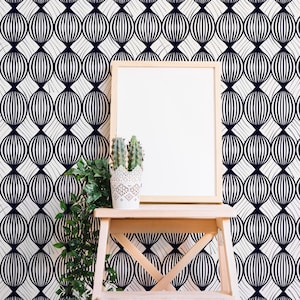 Black and White Geometric Pattern Wallpaper – Modern Black and White Abstract Mural for Home Decor - Removable Wallpaper - Peel&Stick