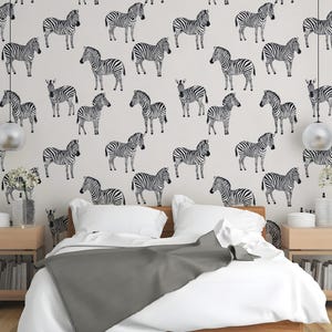 Stylish Zebra Print Wallpaper - Bold Black & White Animal Design for Modern Interiors - Removable Wallpaper